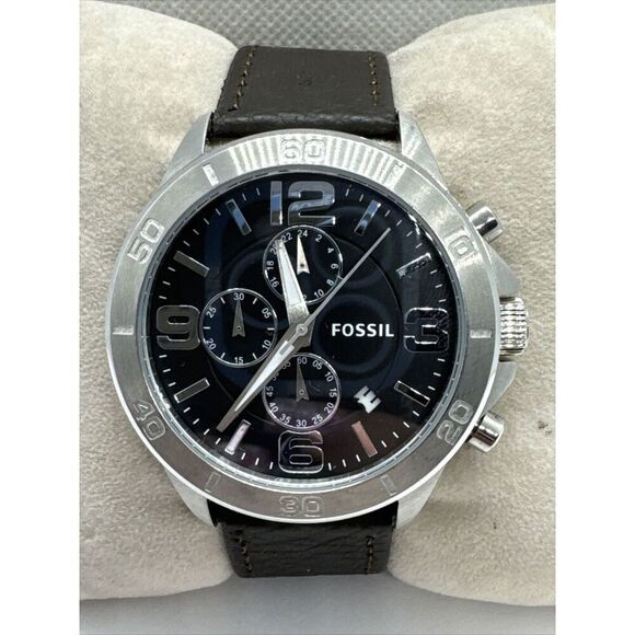 Fossil BQ2182 Men's Dark Brown Leather Analog Dial Quartz Wrist Watch AEA419 - Picture 1 of 11